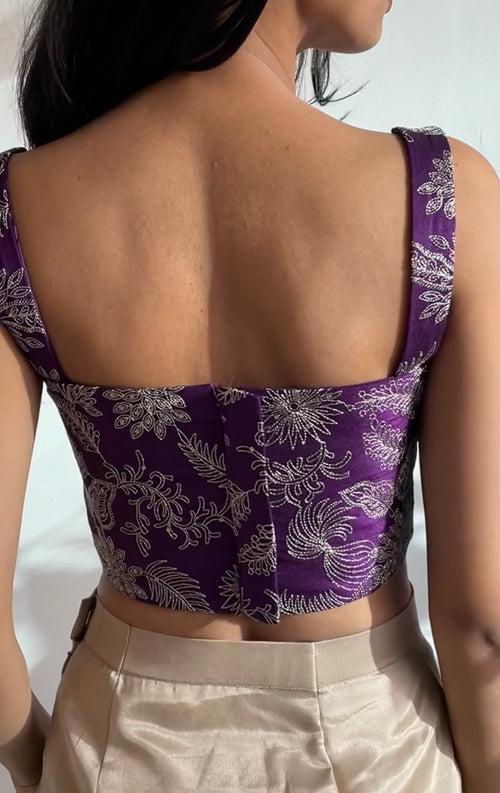 Royal Purple Embroidered Corset