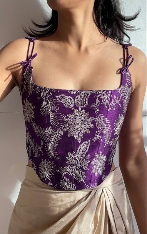 Royal Purple Embroidered Corset