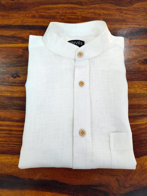 Pristine White Linen Shirt for Honeymoon Travelers