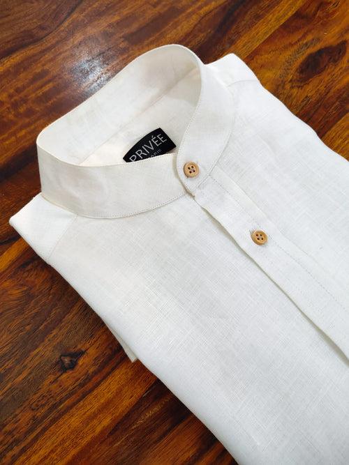 Pristine White Linen Shirt for Honeymoon Travelers