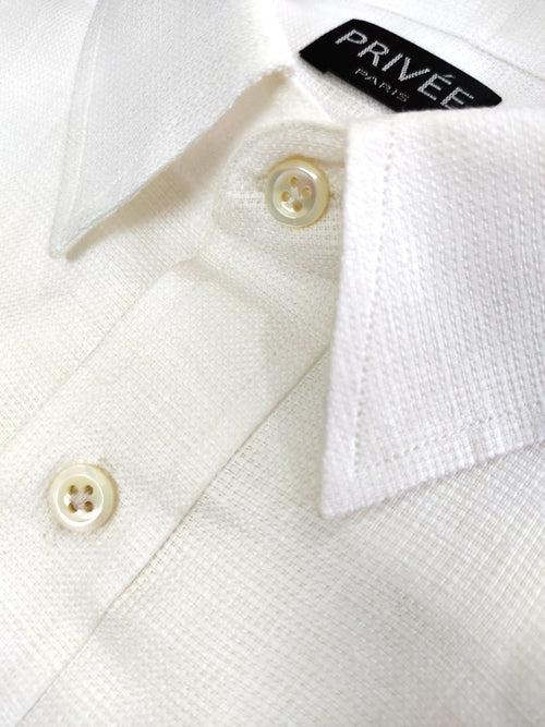 White Mesh Designer Linen Shirt