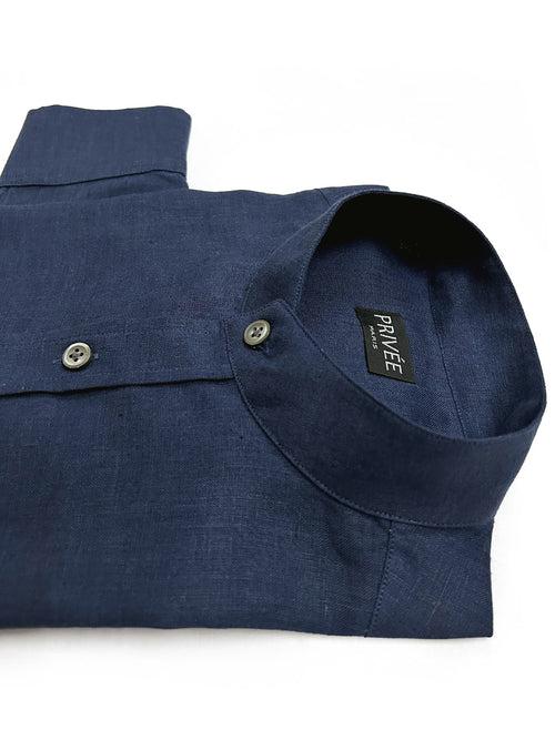 Navy Blue Linen Shirt (Timelessly Fashionable)
