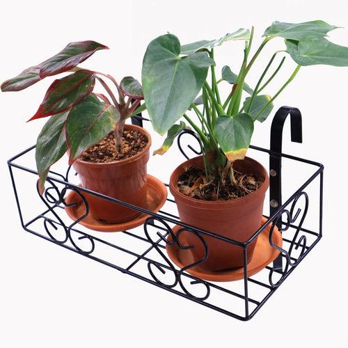 TrustBasket Iron Hanging Railing Planter Shelf Basket with Hanging Hooks