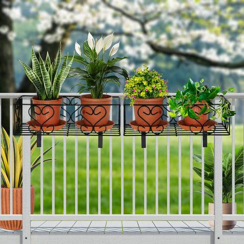 TrustBasket Iron Hanging Railing Planter Shelf Basket with Hanging Hooks