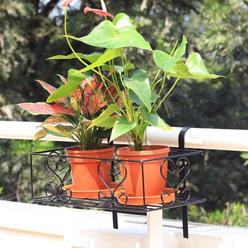 TrustBasket Iron Hanging Railing Planter Shelf Basket with Hanging Hooks