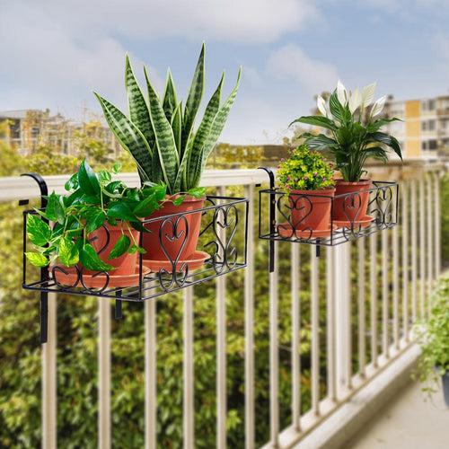 TrustBasket Iron Hanging Railing Planter Shelf Basket with Hanging Hooks