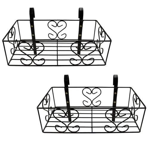 TrustBasket Iron Hanging Railing Planter Shelf Basket with Hanging Hooks