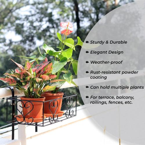 TrustBasket Iron Hanging Railing Planter Shelf Basket with Hanging Hooks