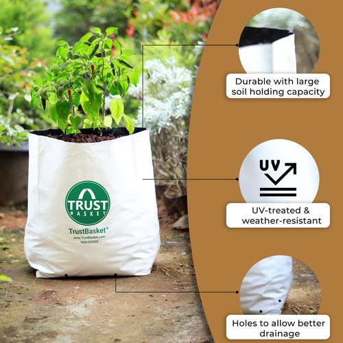 TrustBasket UV Treated Poly Grow Bags for Terrace Gardening| LDPE Grow Bags for Balcony