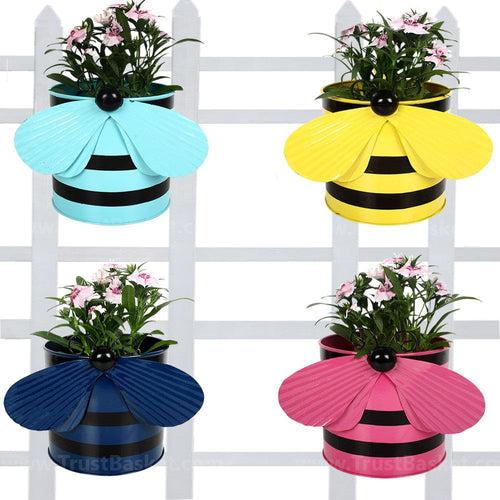 Set of 4 - Bee planters Teal,Yellow,Blue and Pink