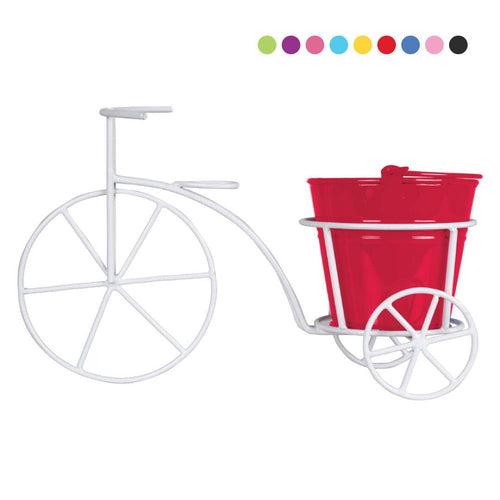 Metal Bicycle with Assorted color Bucket Planter