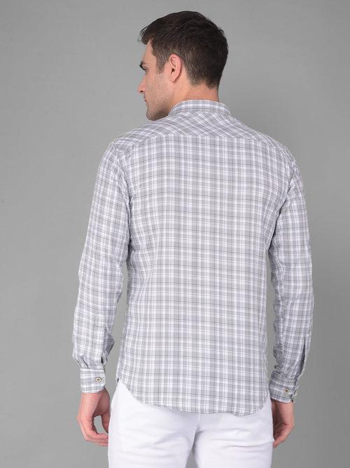 COBB GREY CHECKED SLIM FIT CASUAL SHIRT