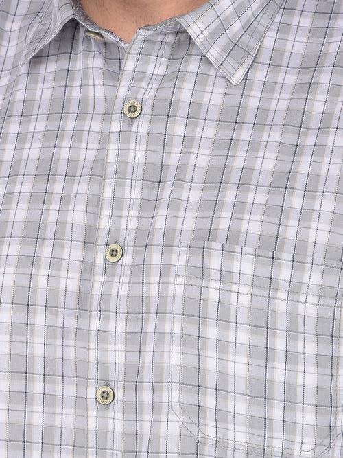 COBB GREY CHECKED SLIM FIT CASUAL SHIRT