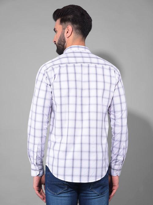 COBB WHITE CHARCOAL GREY CHECKED SLIM FIT CASUAL SHIRT