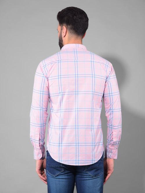 COBB PINK CHECKED SLIM FIT CASUAL SHIRT