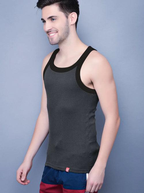 Cobb Men Dark Grey Solid Innerwear Vest