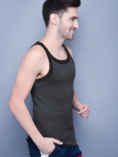 Cobb Men Dark Grey Solid Innerwear Vest