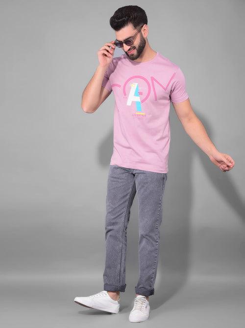 COBB DUSTY PINK PRINTED ROUND NECK T-SHIRT