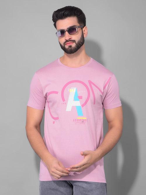 COBB DUSTY PINK PRINTED ROUND NECK T-SHIRT