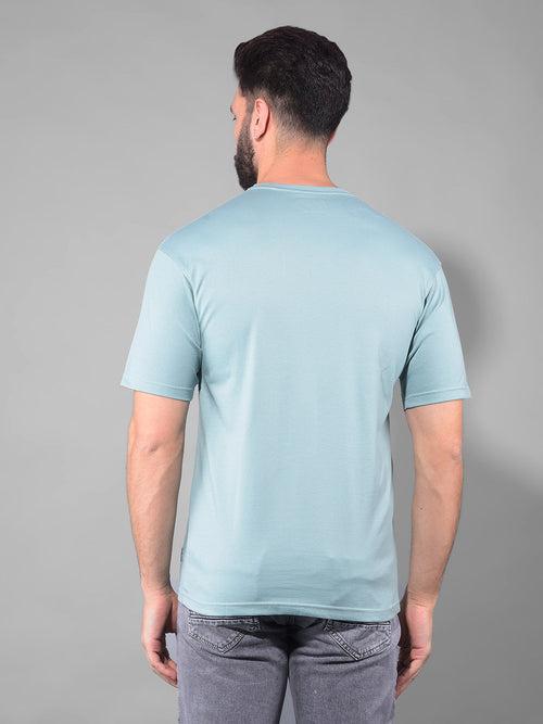 COBB DUSTY SEA GREEN PRINTED ROUND NECK OVERSIZED T-SHIRT