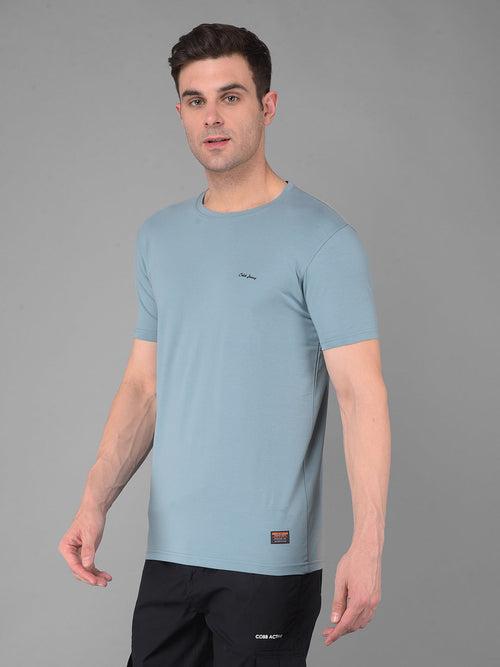 COBB SOLID MEDIUM PASTEL BLUE ROUND NECK T-SHIRT