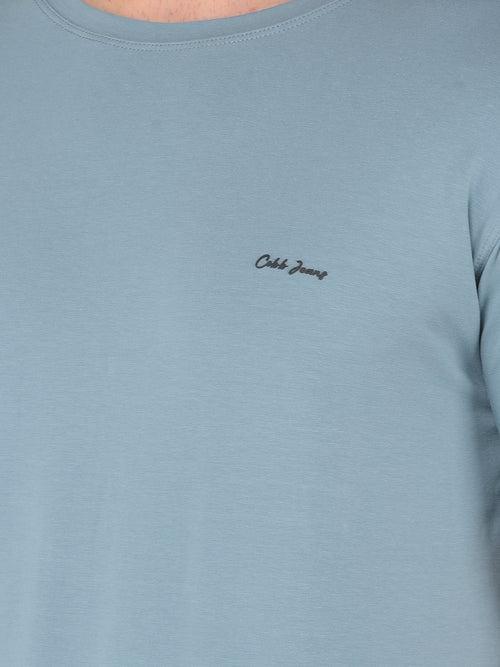 COBB SOLID MEDIUM PASTEL BLUE ROUND NECK T-SHIRT