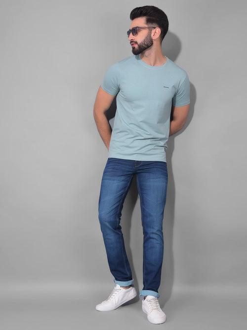 COBB SOLID SEAFOAM GREEN ROUND NECK T-SHIRT