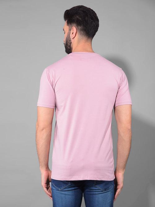 COBB SOLID CREPE PINK ROUND NECK T-SHIRT