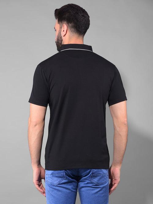 COBB SOLID BLACK POLO NECK T-SHIRT