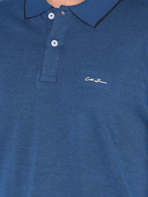 COBB SOLID ROYAL BLUE POLO NECK T-SHIRT