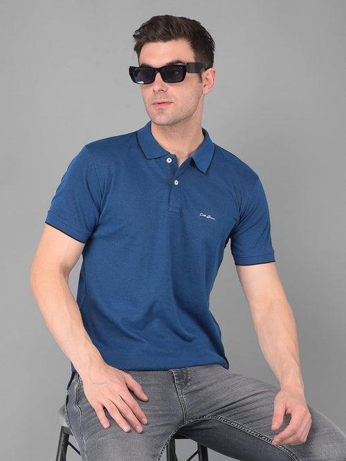 COBB SOLID ROYAL BLUE POLO NECK T-SHIRT