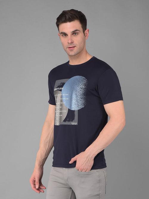 COBB LIMITLESS NAVY BLUE PRINTED ROUND NECK T-SHIRT