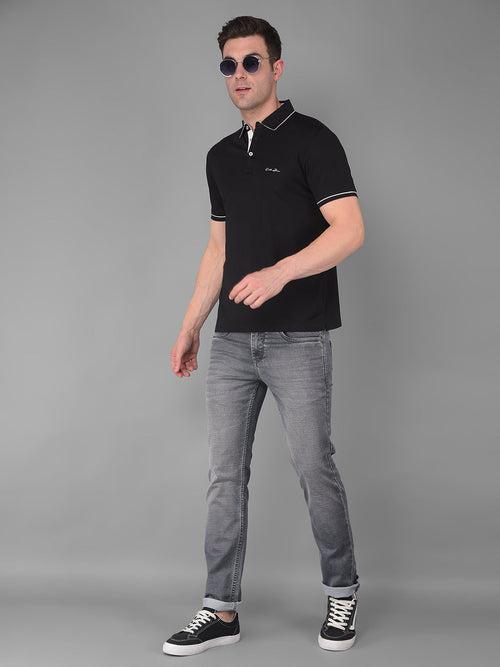 COBB SOLID ZET BLACK POLO NECK T-SHIRT