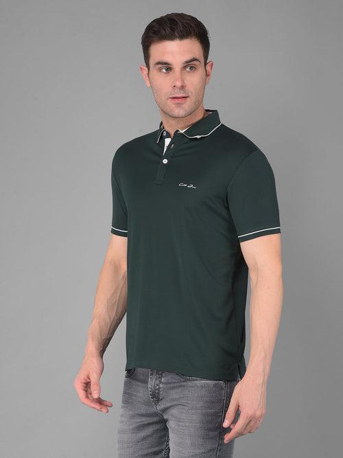 COBB SOLID BOTTLE GREEN POLO NECK T-SHIRT