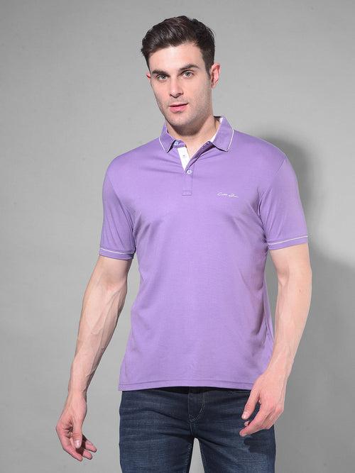 COBB SOLID DARK LAVENDER POLO NECK T-SHIRT