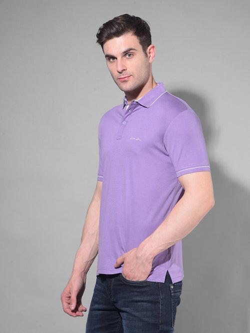 COBB SOLID DARK LAVENDER POLO NECK T-SHIRT