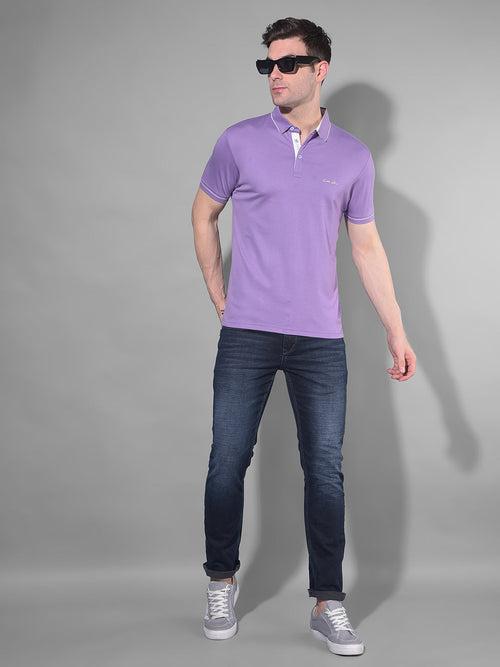 COBB SOLID DARK LAVENDER POLO NECK T-SHIRT