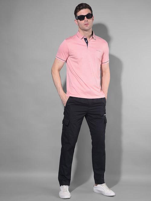 COBB SOLID PEACH POLO NECK T-SHIRT