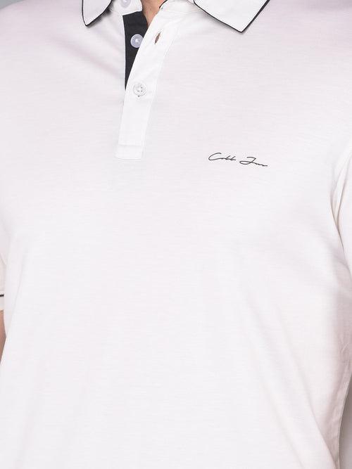 COBB SOLID WHITE POLO NECK T-SHIRT