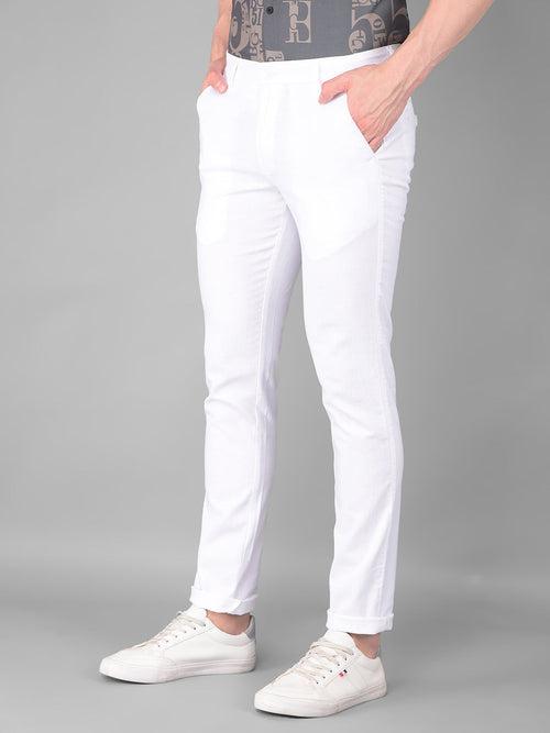 COBB WHITE ULTRA FIT LINEN CASUAL TROUSER