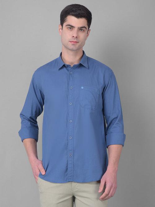 COBB SOLID YALE BLUE SLIM FIT CASUAL SHIRT