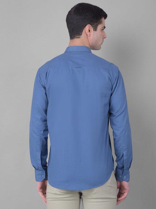 COBB SOLID YALE BLUE SLIM FIT CASUAL SHIRT