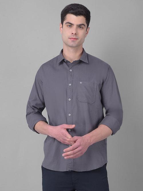 COBB SOLID DARK GREY SLIM FIT CASUAL SHIRT