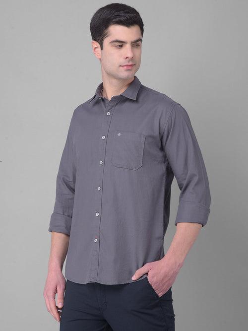 COBB SOLID DARK GREY SLIM FIT CASUAL SHIRT