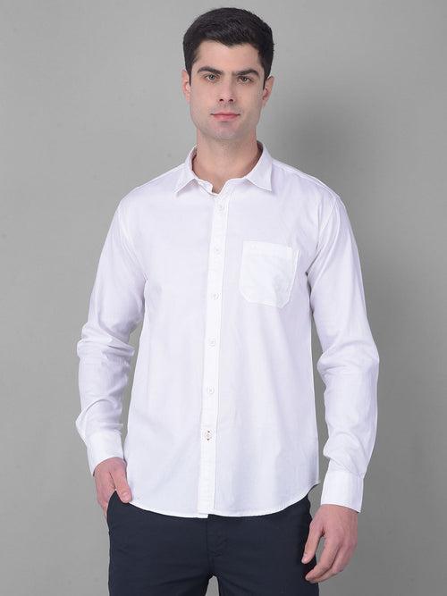 COBB SOLID WHITE SLIM FIT CASUAL SHIRT