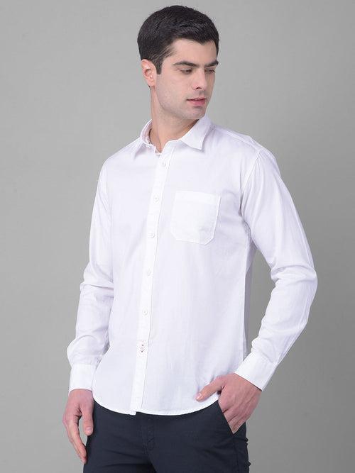 COBB SOLID WHITE SLIM FIT CASUAL SHIRT