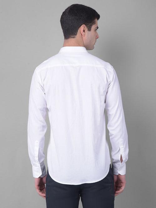 COBB SOLID WHITE SLIM FIT CASUAL SHIRT