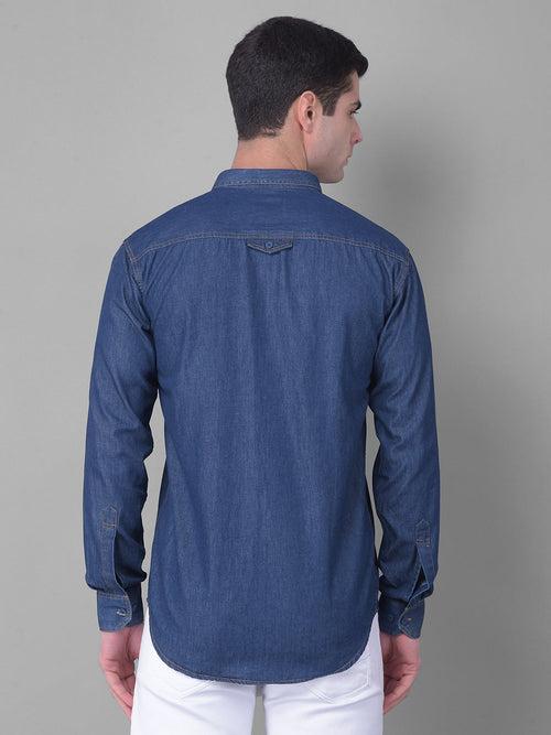 COBB SOLID DARK BLUE SLIM FIT CASUAL SHIRT