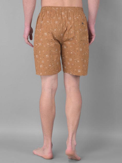 COBB DARK CAMEL WHITE PRINTED SHORTS