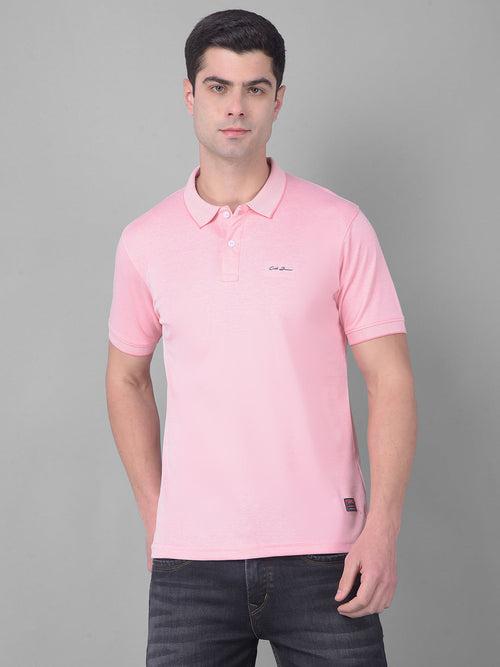 COBB SOLID ROSE PINK POLO NECK T-SHIRT